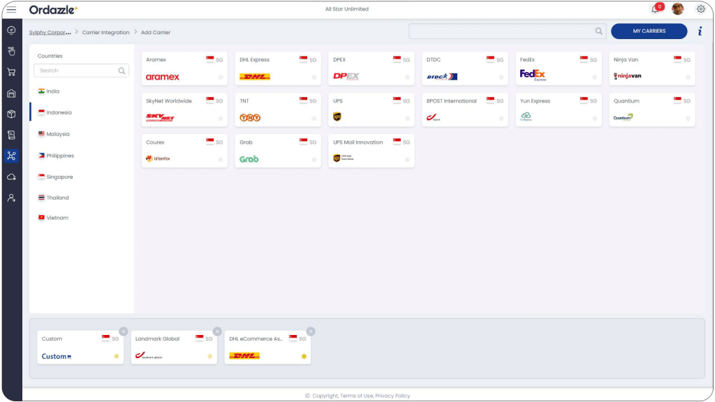 New Carrier Integration Ordazzle